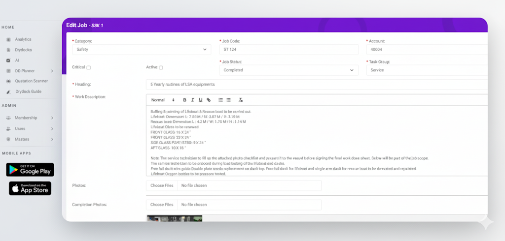 Job Editing Interface