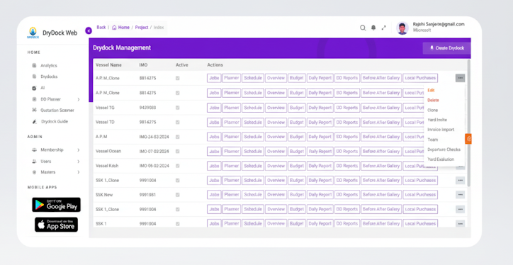 DryDock Platform Dashboard